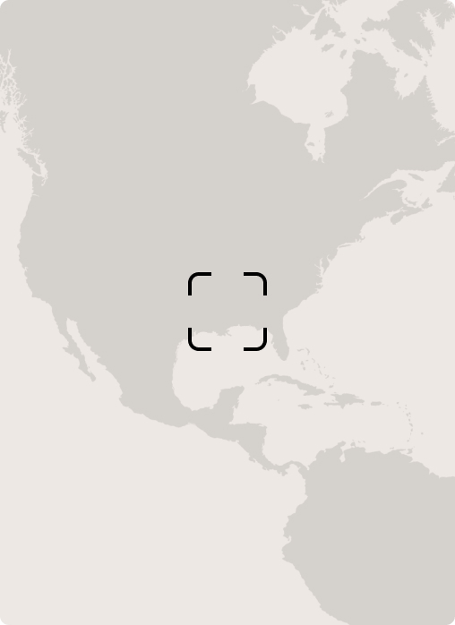 Outline map of the western Atlantic with the Americas visible; central focus is a bracket-style target icon over the Caribbean region.
