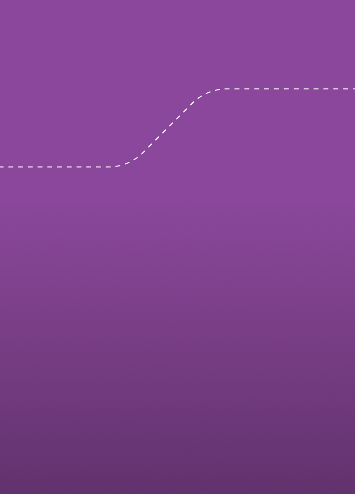 A purple gradient background with a white dashed curved line crossing from the left toward the upper right, creating a soft bend near the center.