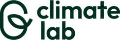 logo-style text reading "climate lab" next to a circular teal emblem on a transparent background