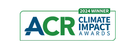 ACR Climate Impact Awards 2024 winner logo with blue and green text on a dark background