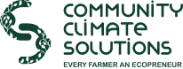Logo featuring teal text “COMMUNITY CLIMATE SOLUTIONS” with a stylized circular emblem on the left and the subtitle “EVERY MARGIN AN ECOSYSTEM” beneath.
