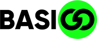 Green circular emblem with interconnected black and white shapes inside on a black background
