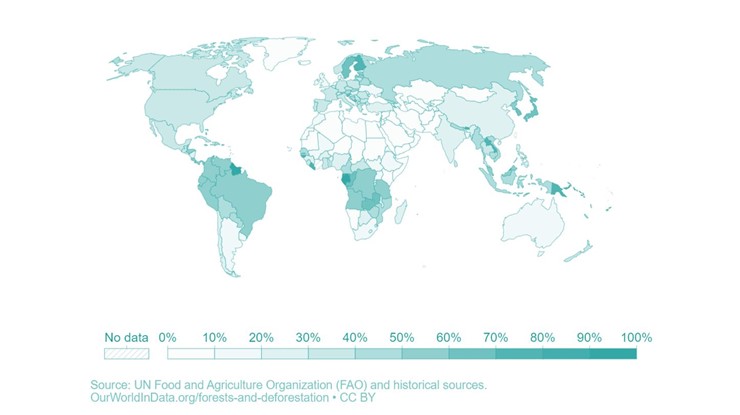 World map showing country shading by data availability or coverage, with darker blues indicating higher values; a legend and sources listed at bottom.