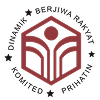 Red circular logo featuring an abstract open book icon with a central arch shape, surrounded by text and star accents.